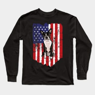 American Flag Boston Terrier 4Th Of July Usa Long Sleeve T-Shirt